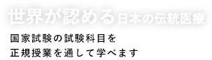 世界が認める日本の伝統医療。国家試験の試験科目を正規授業を通して学べます。